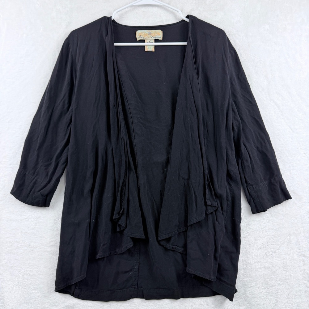 American Rag Cie Cardigan‎ Draped Roll-Tab Sleeve Black Size L